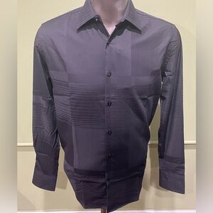Deniko shirt button front black stretchy regular fit